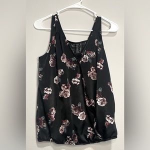 Maurice-Silky floral blouse with built in lace cami